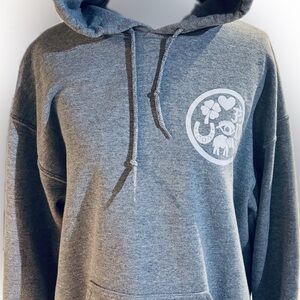 Jennifer Meyer Good Luck Heather Gray Hoodie size medium